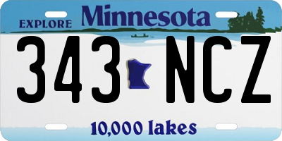 MN license plate 343NCZ