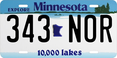 MN license plate 343NOR