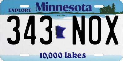 MN license plate 343NOX