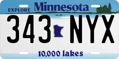 MN license plate 343NYX