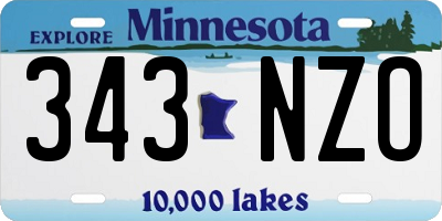 MN license plate 343NZO