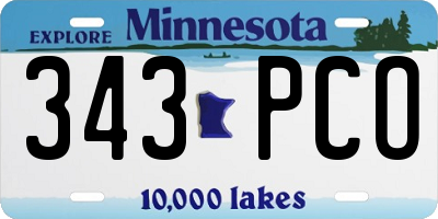 MN license plate 343PCO