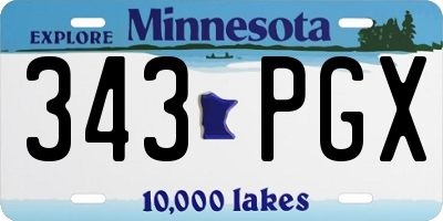 MN license plate 343PGX