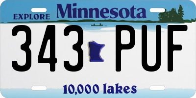 MN license plate 343PUF