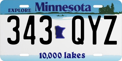MN license plate 343QYZ
