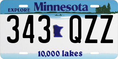 MN license plate 343QZZ