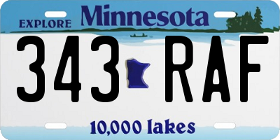 MN license plate 343RAF