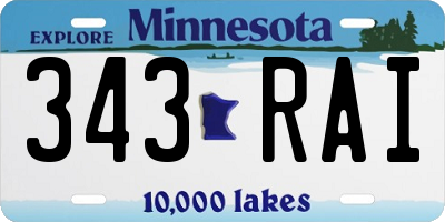 MN license plate 343RAI