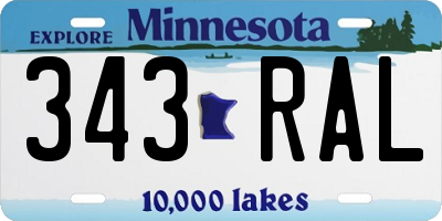 MN license plate 343RAL