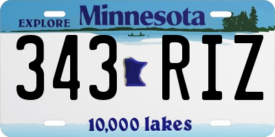 MN license plate 343RIZ