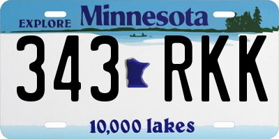 MN license plate 343RKK