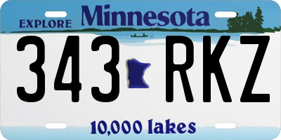 MN license plate 343RKZ