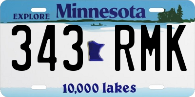 MN license plate 343RMK