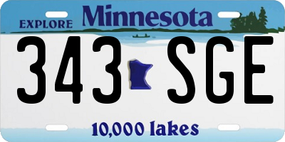 MN license plate 343SGE