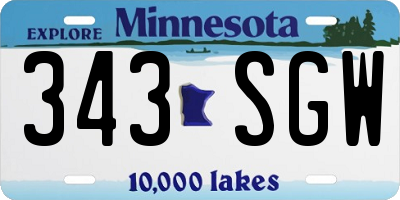 MN license plate 343SGW