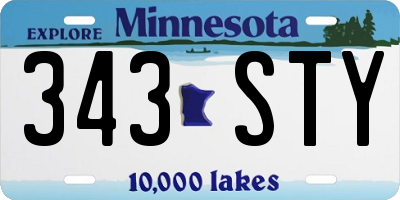 MN license plate 343STY