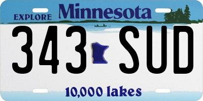 MN license plate 343SUD