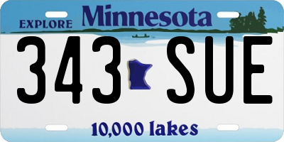 MN license plate 343SUE