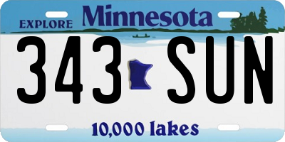 MN license plate 343SUN