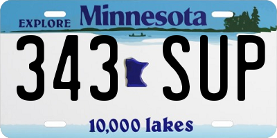 MN license plate 343SUP