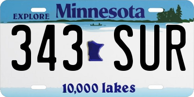 MN license plate 343SUR