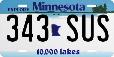 MN license plate 343SUS