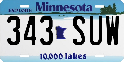 MN license plate 343SUW