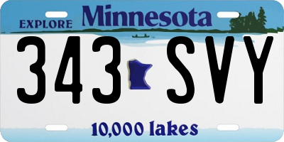 MN license plate 343SVY