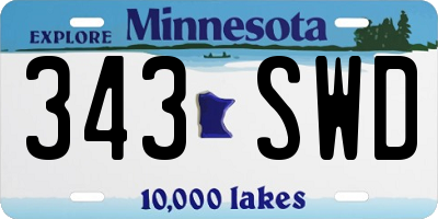 MN license plate 343SWD
