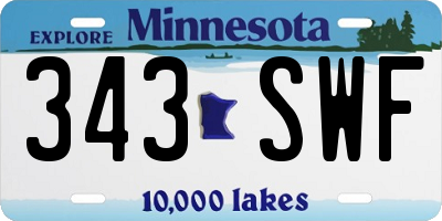 MN license plate 343SWF