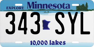 MN license plate 343SYL