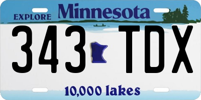 MN license plate 343TDX