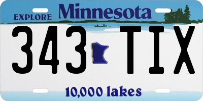 MN license plate 343TIX