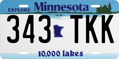 MN license plate 343TKK