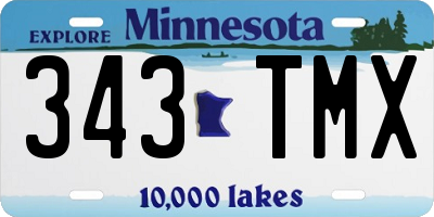MN license plate 343TMX