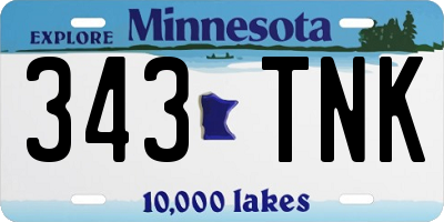 MN license plate 343TNK
