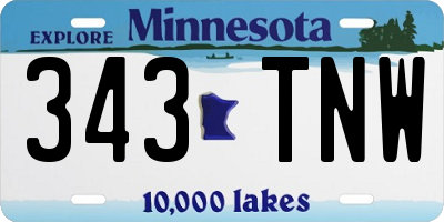 MN license plate 343TNW