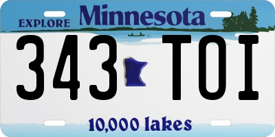 MN license plate 343TOI