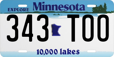 MN license plate 343TOO