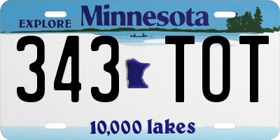 MN license plate 343TOT