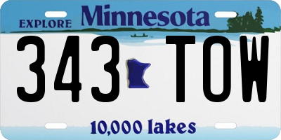 MN license plate 343TOW