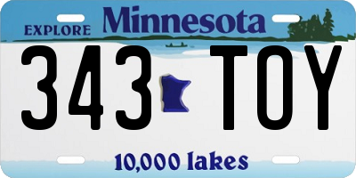 MN license plate 343TOY