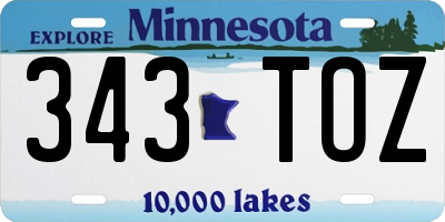 MN license plate 343TOZ