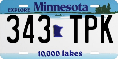 MN license plate 343TPK