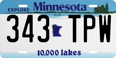 MN license plate 343TPW