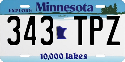 MN license plate 343TPZ