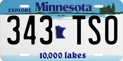 MN license plate 343TSO