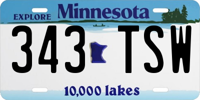 MN license plate 343TSW