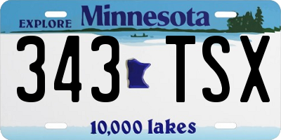 MN license plate 343TSX