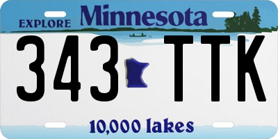 MN license plate 343TTK